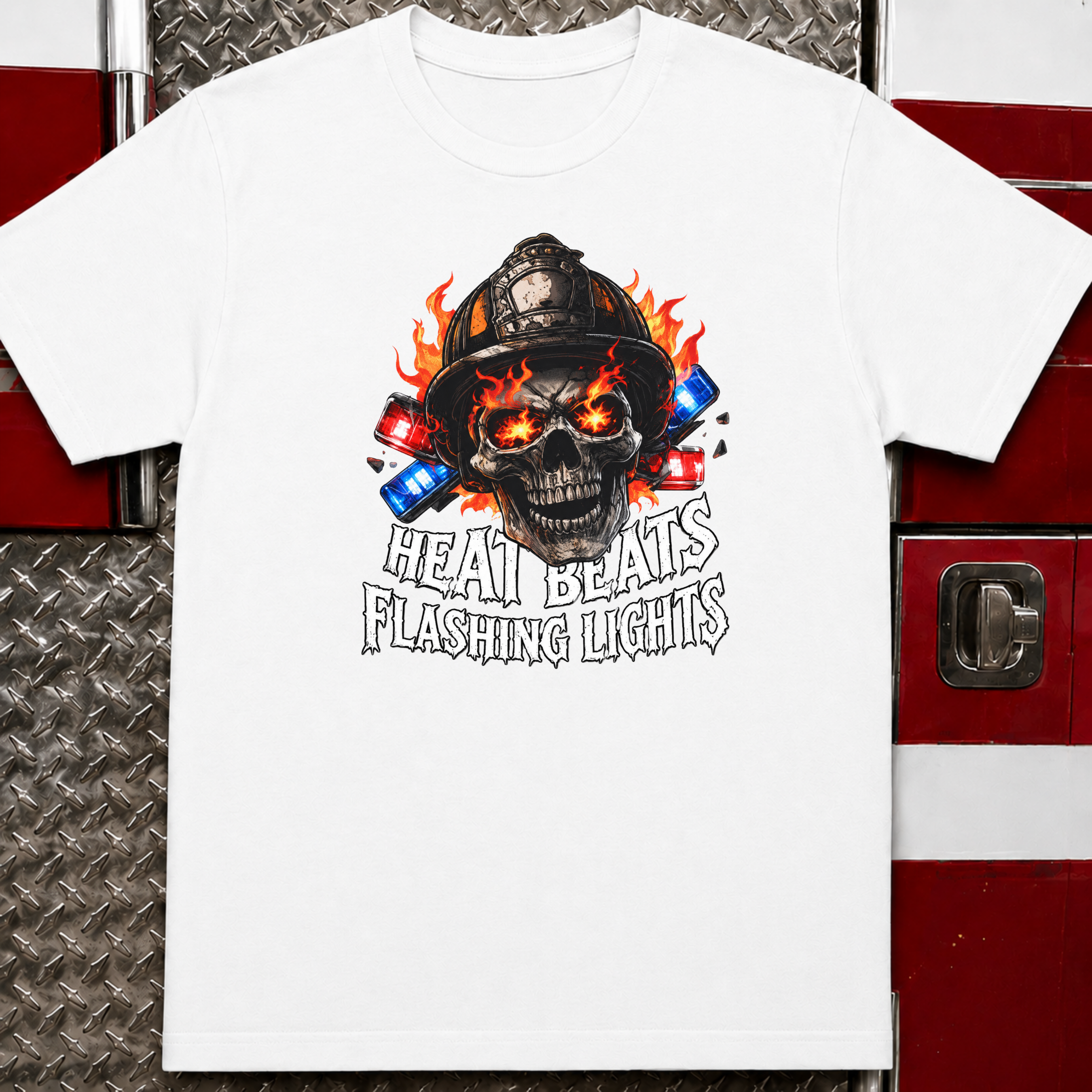 Heat Beats Flashing Lights | Firefighter vs Cop Rivalry Shirt