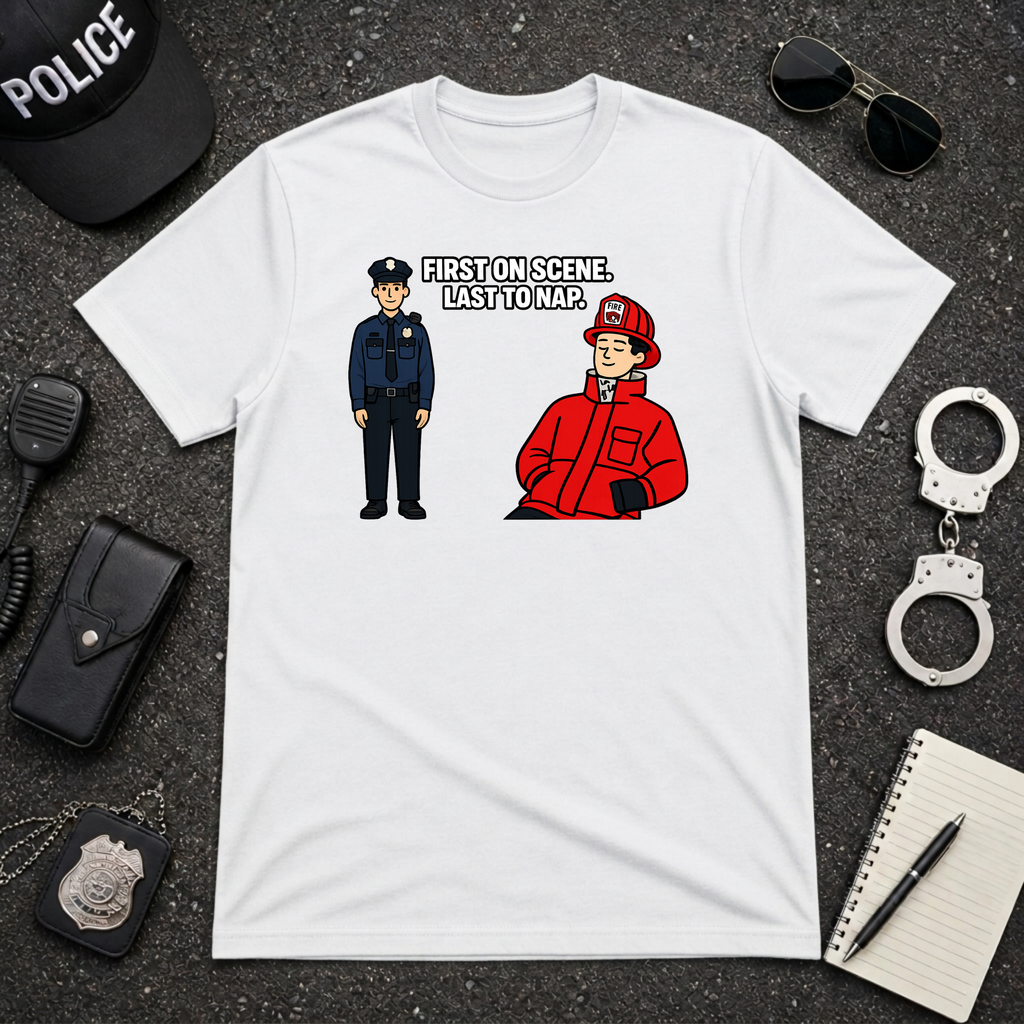 First On Scene Last To Nap | Funny Police Officer Shirt