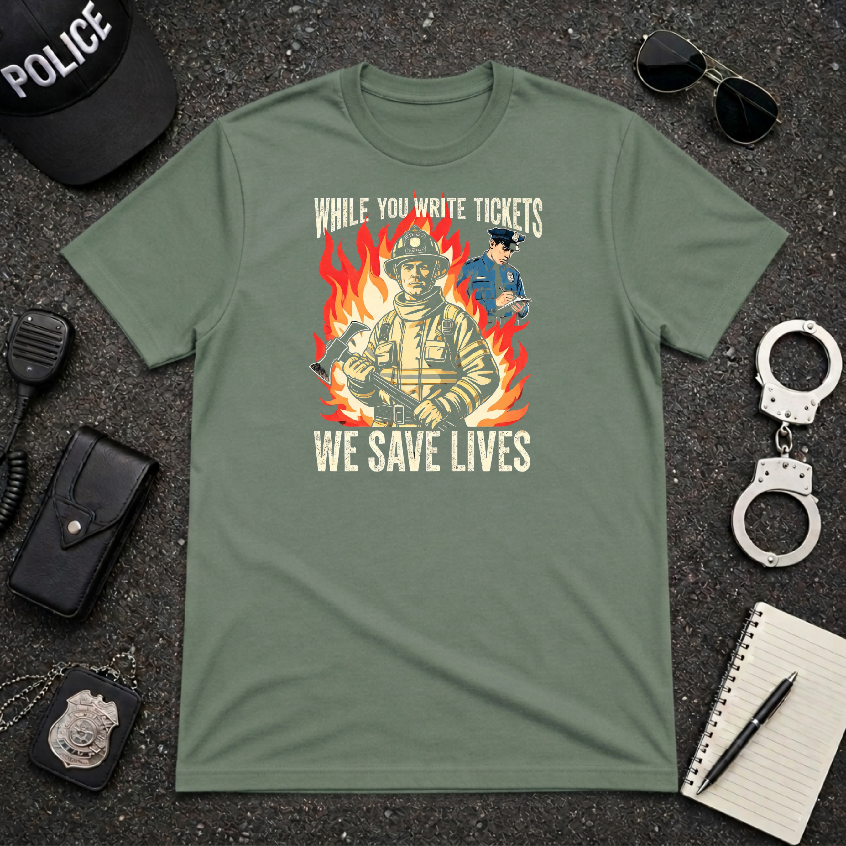 While You Write Tickets We Save Lives T-Shirt