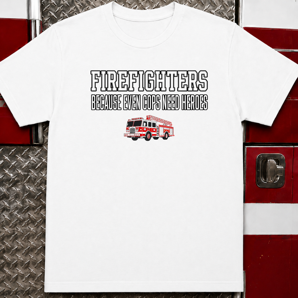 Firefighters Because Even Cops Need Heroes | Funny Firefighter Shirt