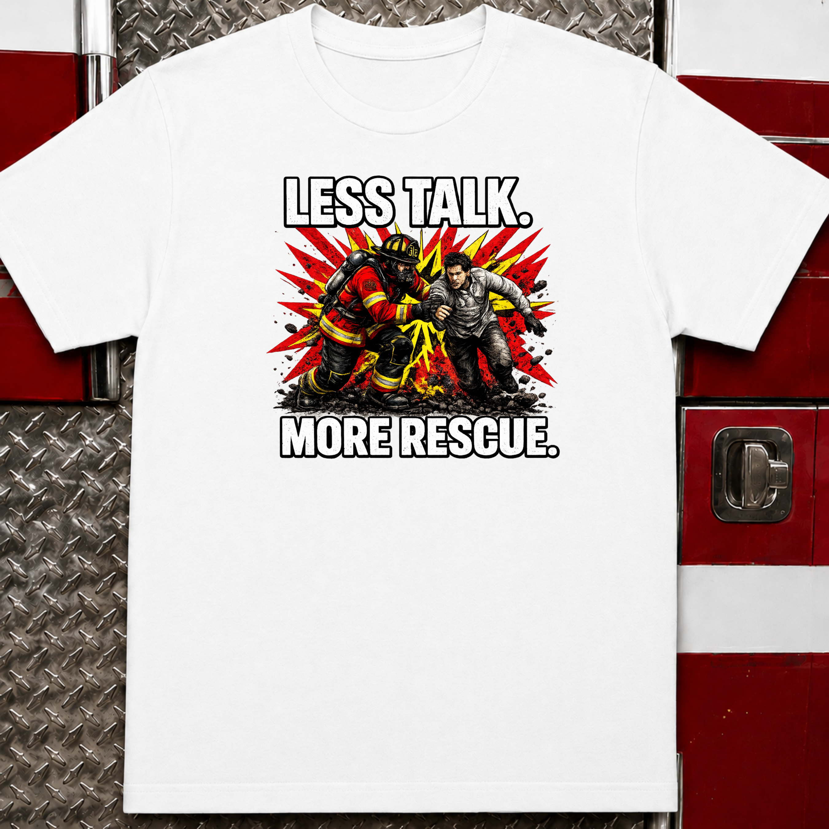 Less Talk More Rescue | First Responder Firefighter Shirt