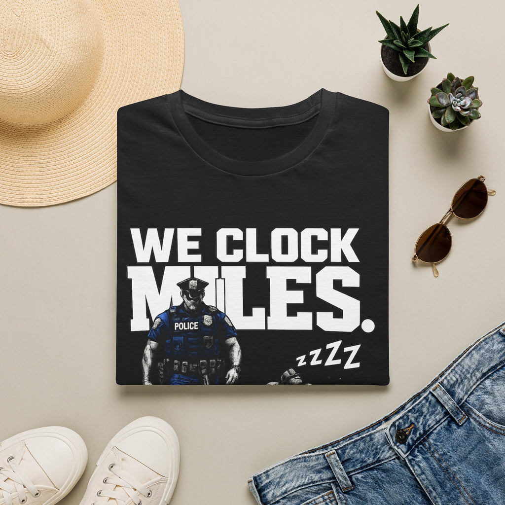 We Clock Miles You Clock Zzzz's | Funny Police vs Firefighter Shirt