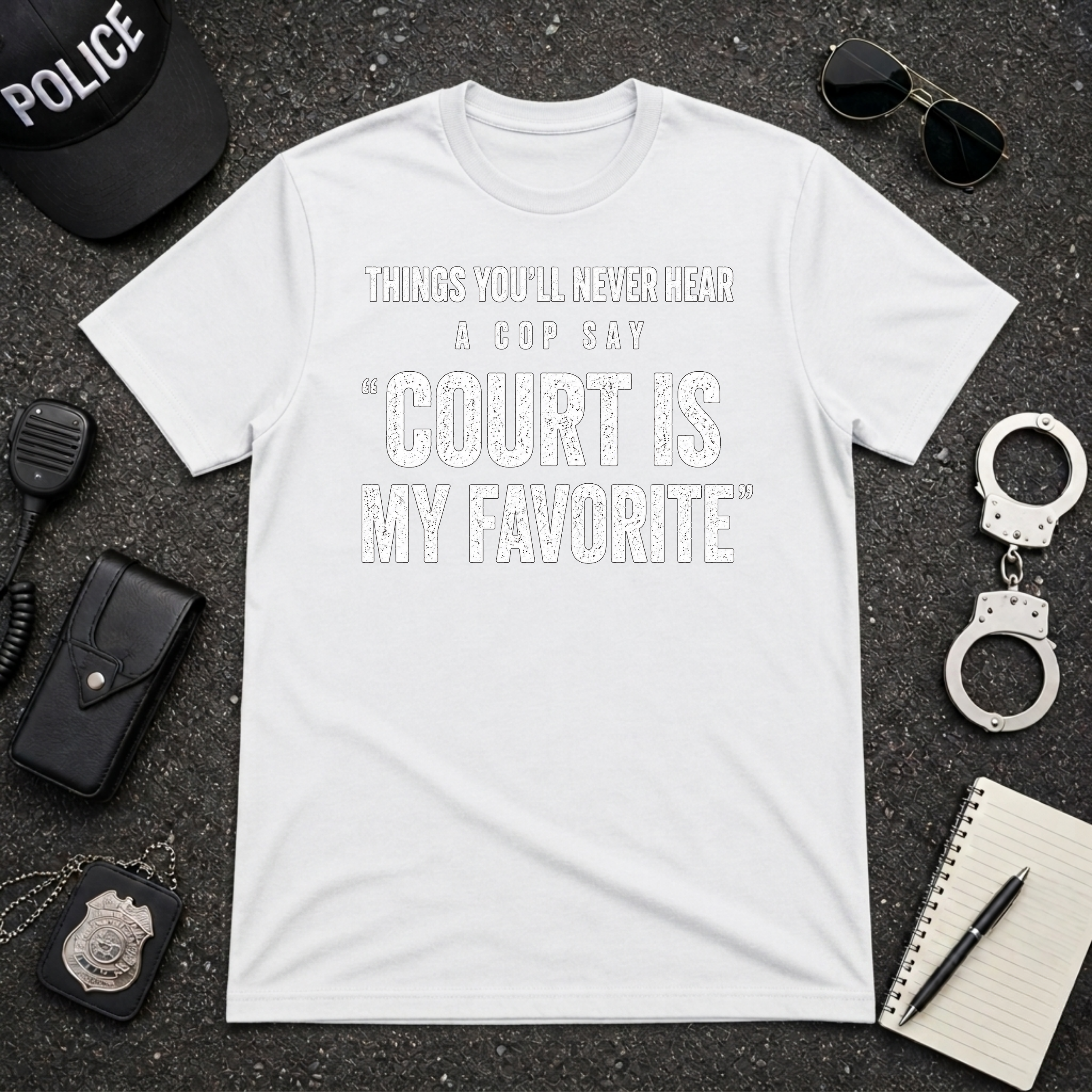 Things You'll Never Hear a Cop Say Court Is My Favorite Funny Police T-Shirt