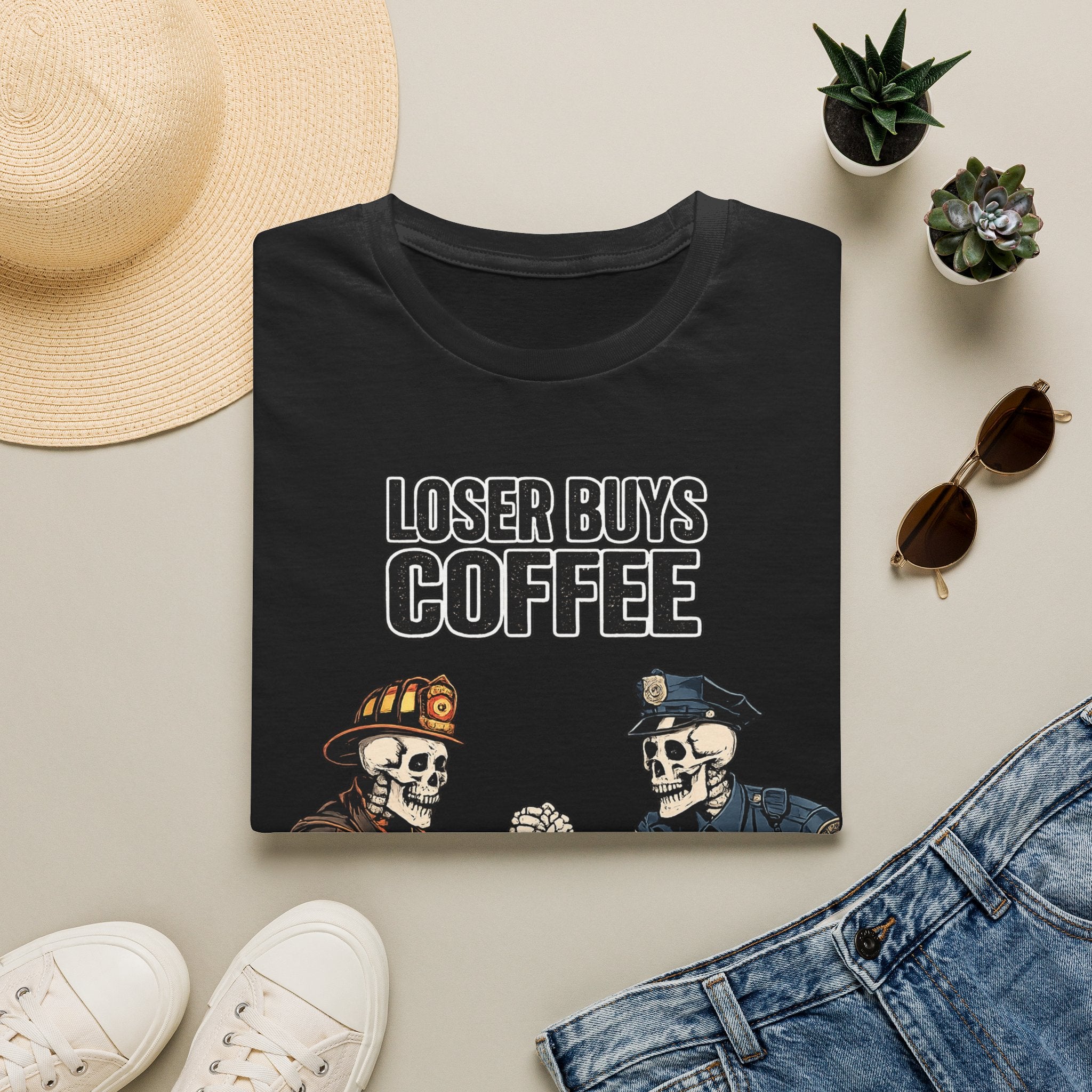 Loser Buys Coffee | Funny Police vs Firefighter Shirt