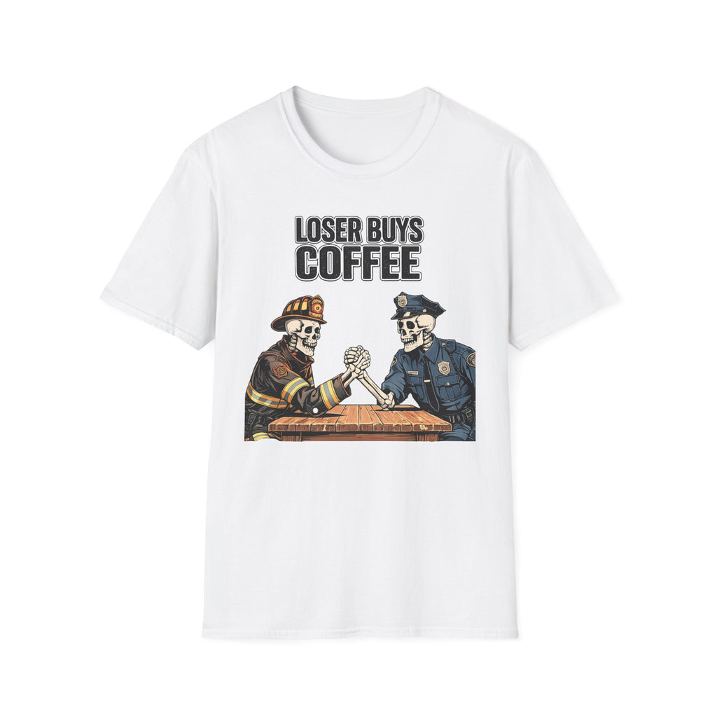 Loser Buys Coffee | Funny Police vs Firefighter Shirt