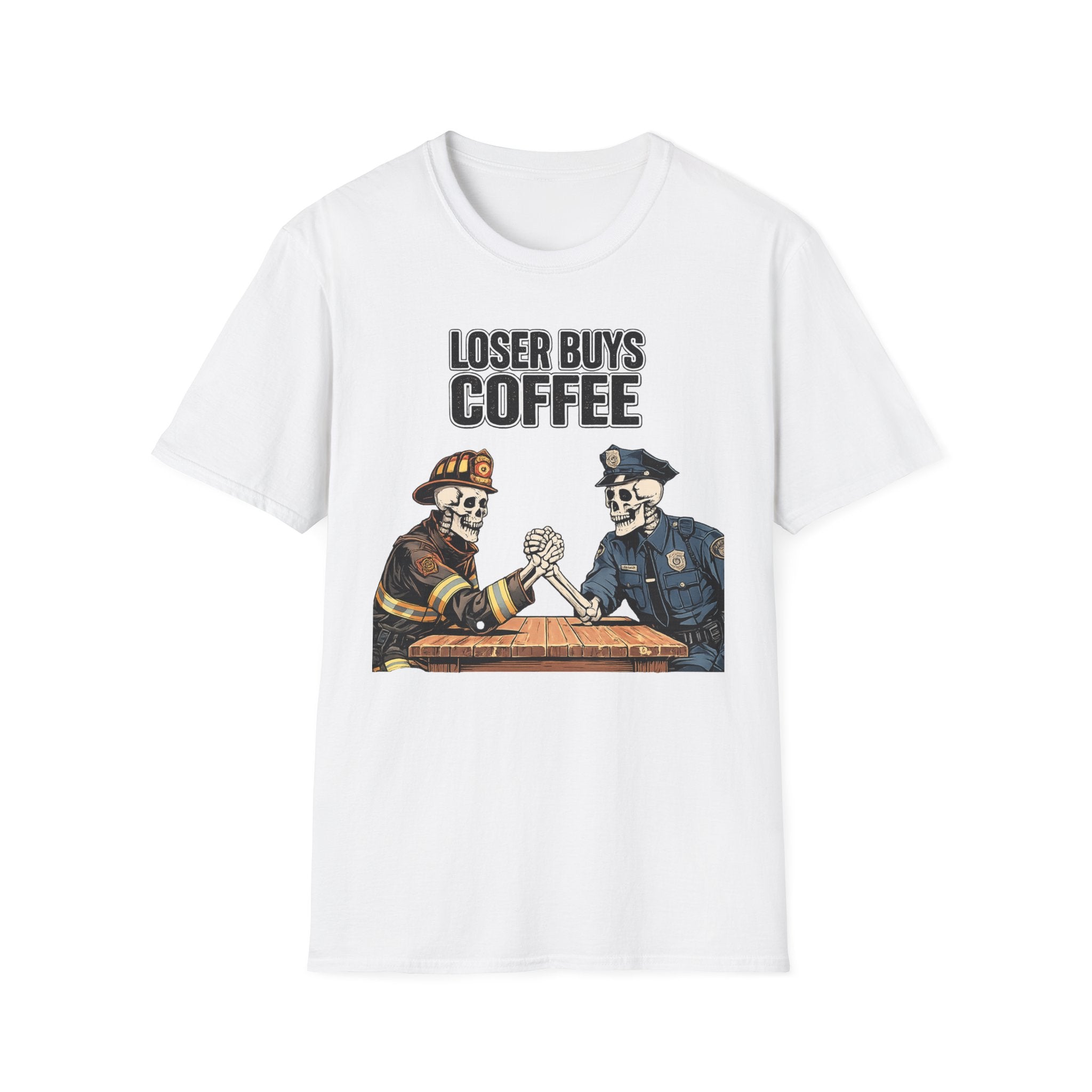 Loser Buys Coffee | Funny Police vs Firefighter Shirt