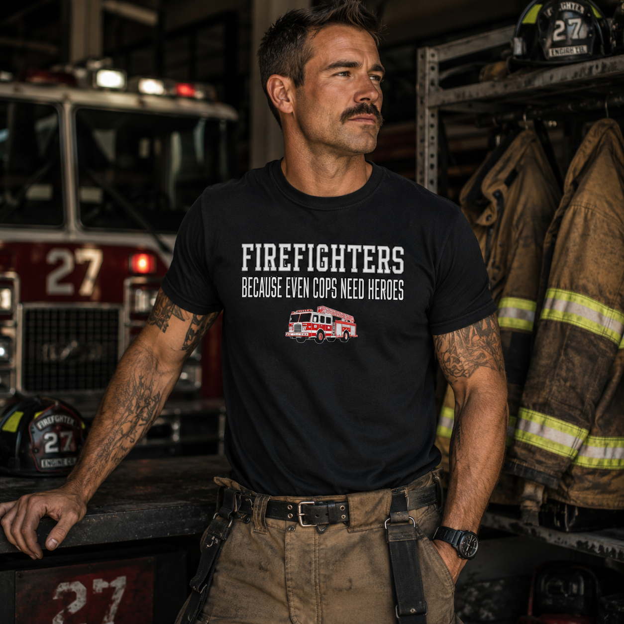 Firefighters Because Even Cops Need Heroes Tee