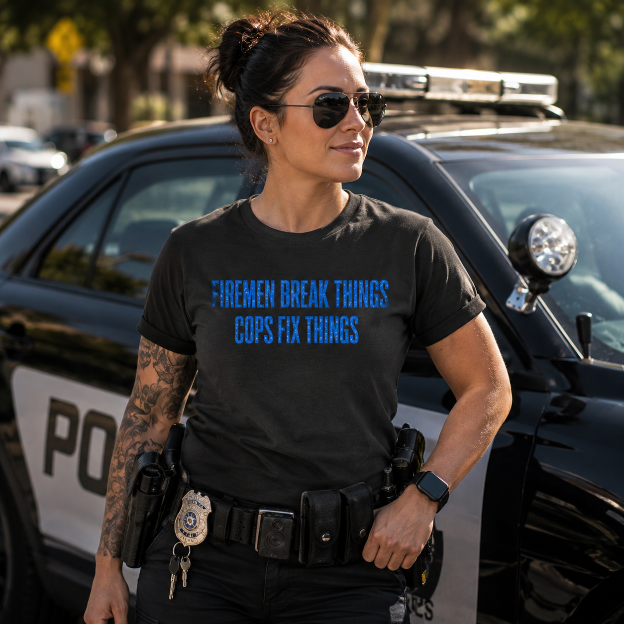 Firemen Break Things Cops Fix Things Tee