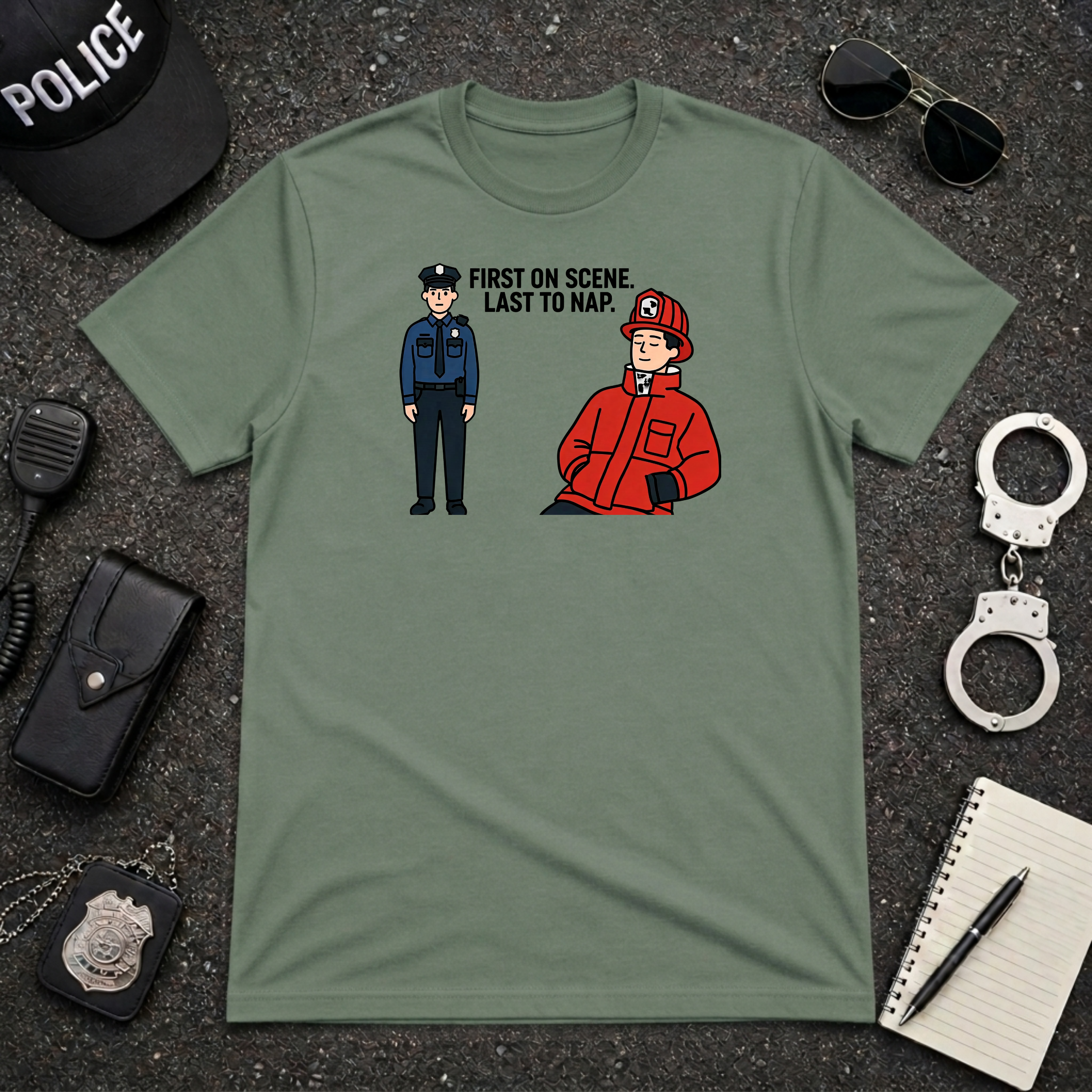 First On Scene Last To Nap T-Shirt