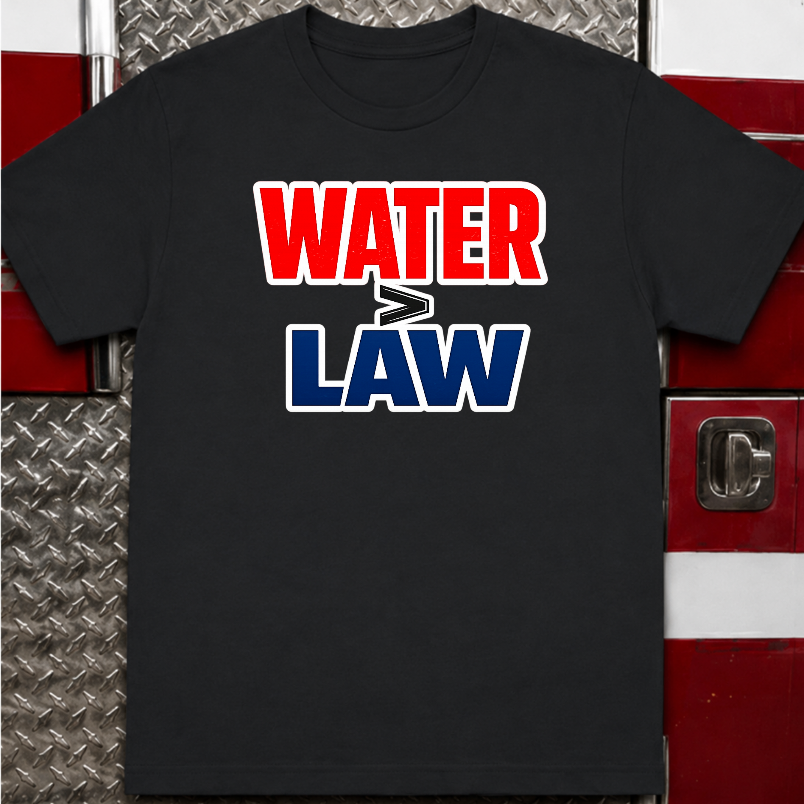 Water Over Law | Funny Firefighter vs Police Shirt