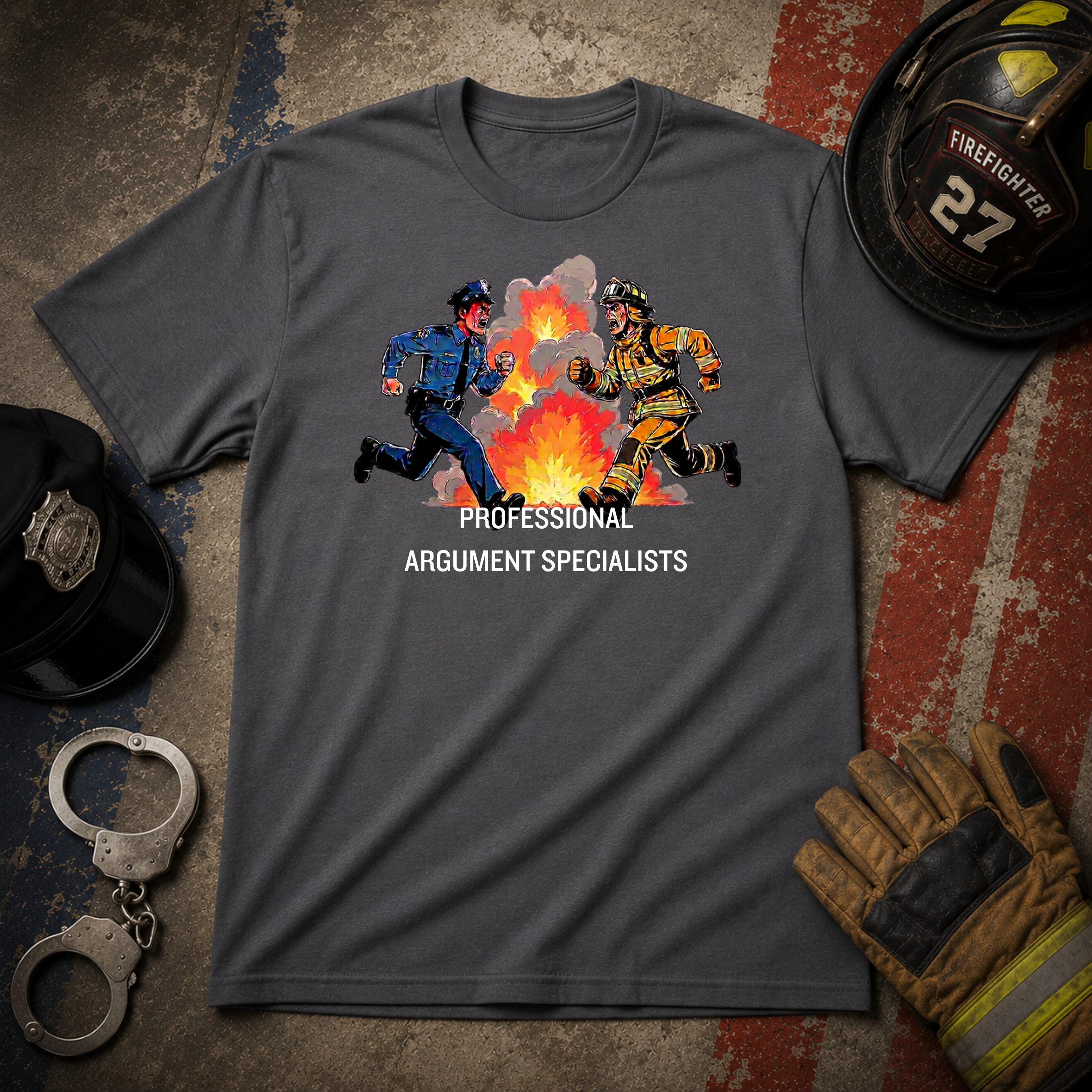Professional Argument Specialists | Police vs Firefighter Rivalry Shirt
