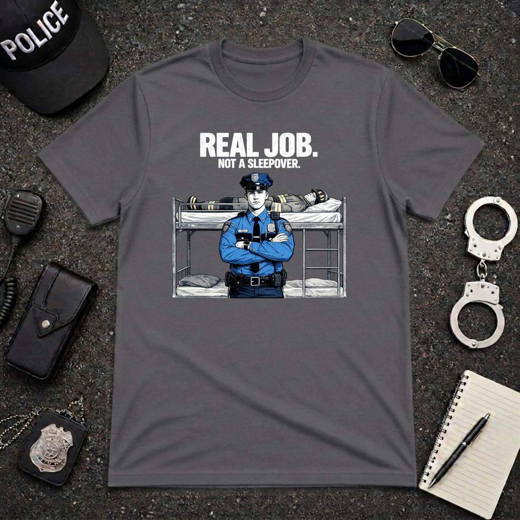 Real Job Not A Sleepover | Funny Police vs Firefighter Shirt