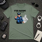 Stop Napping Start Working | Funny Cop vs Firefighter Shirt