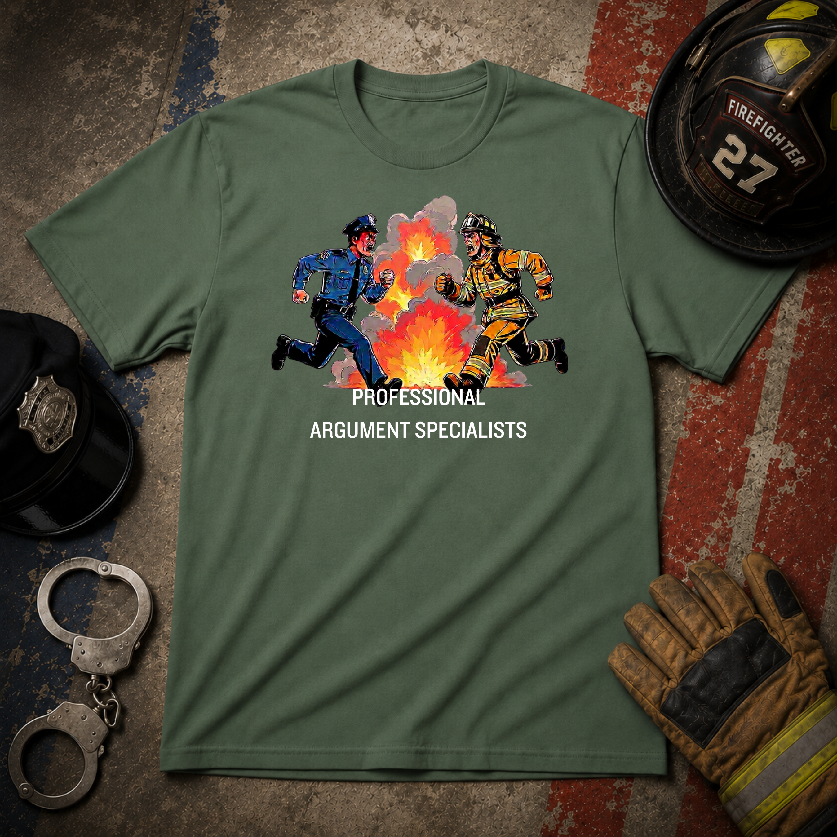 Professional Argument Specialists | Police vs Firefighter Rivalry Shirt