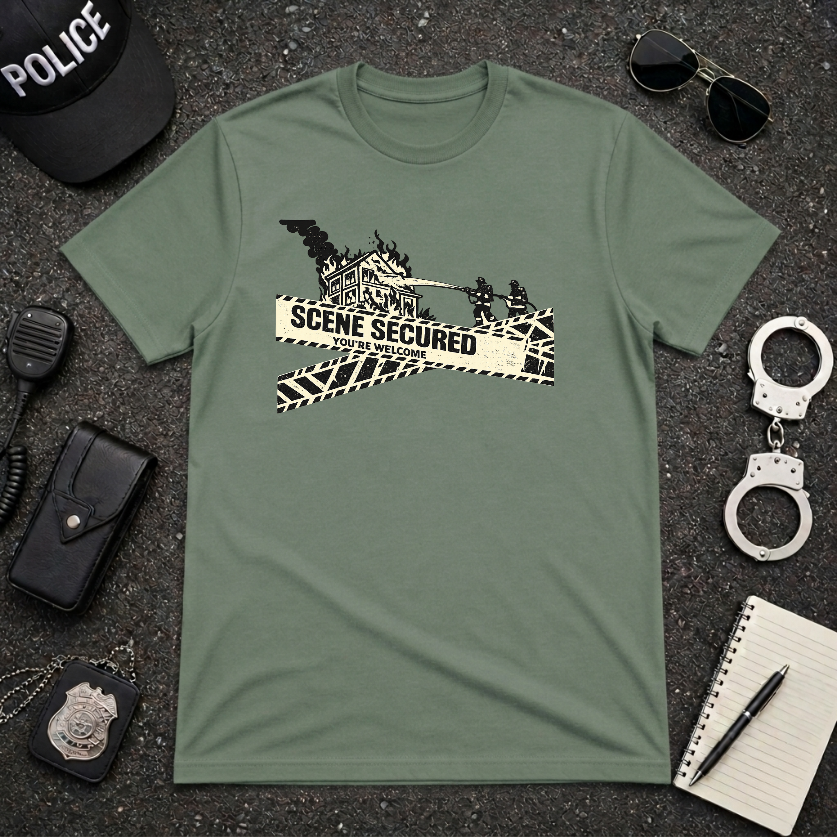 Scene Secured You're Welcome | Funny Police Officer Shirt