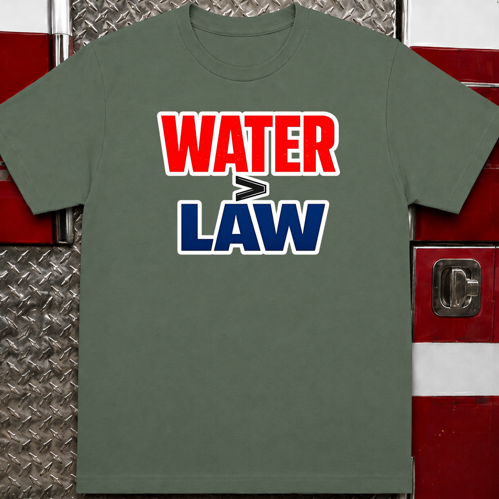 Water Over Law | Funny Firefighter vs Police Shirt