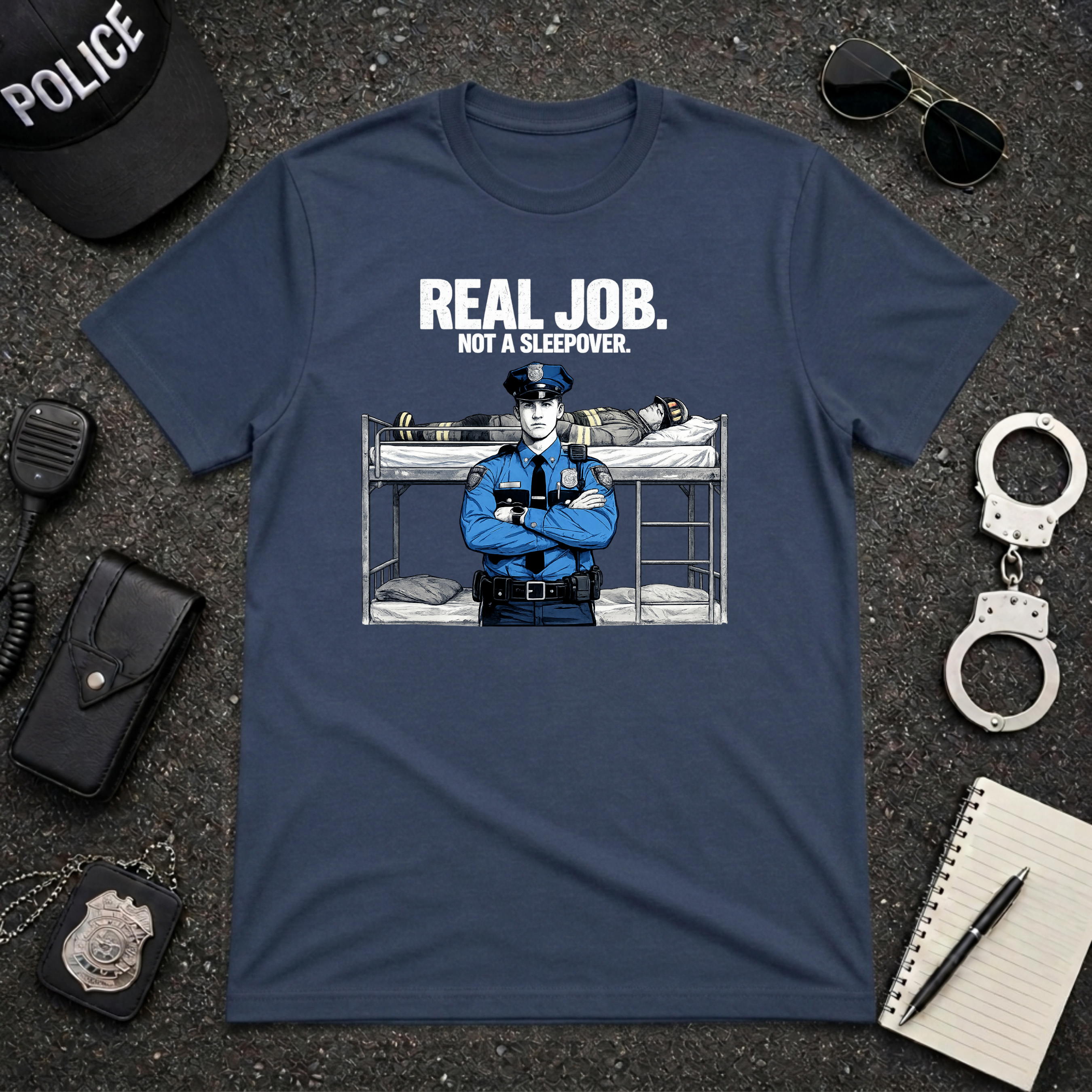 Real Job Not A Sleepover | Funny Police vs Firefighter Shirt