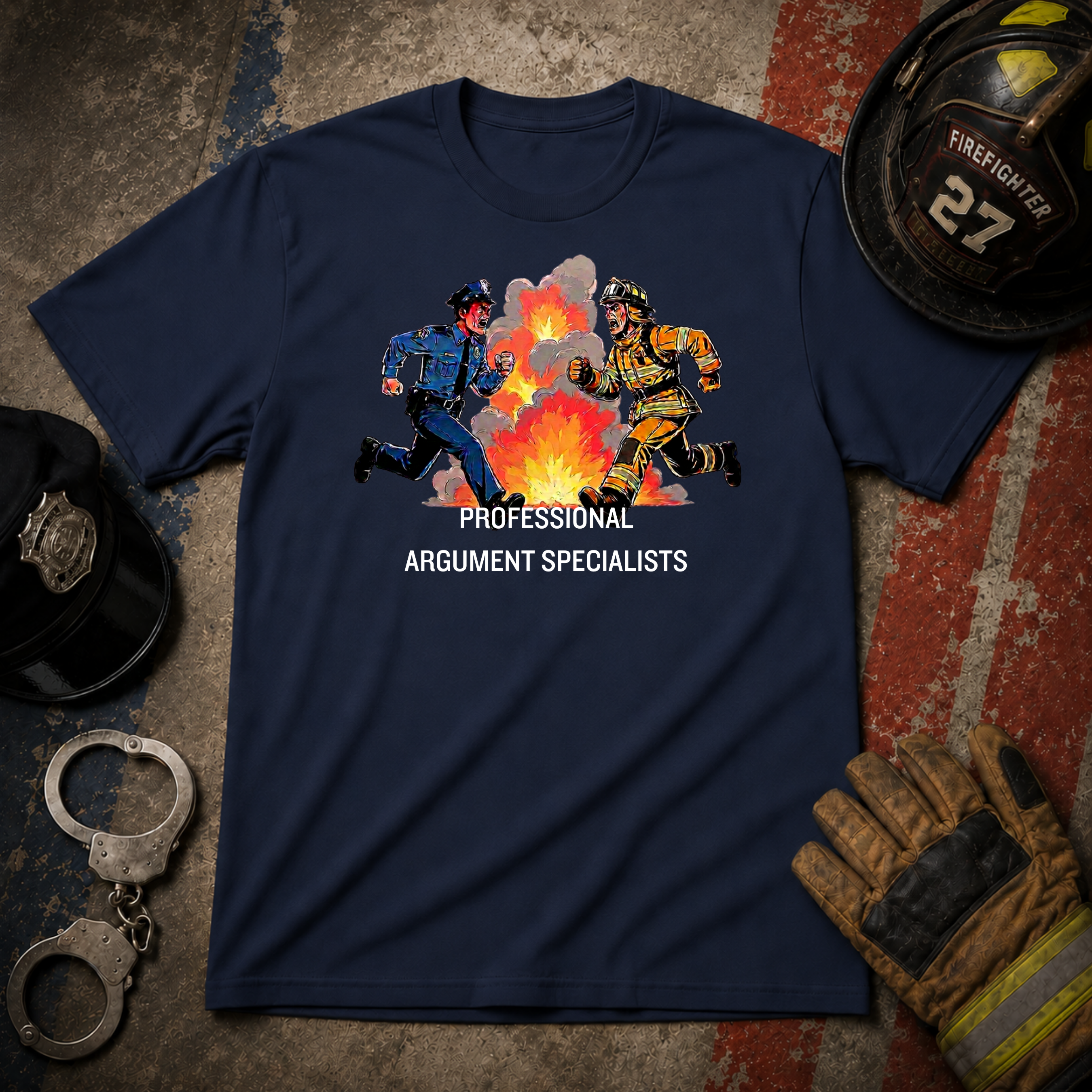 Professional Argument Specialists | Police vs Firefighter Rivalry Shirt
