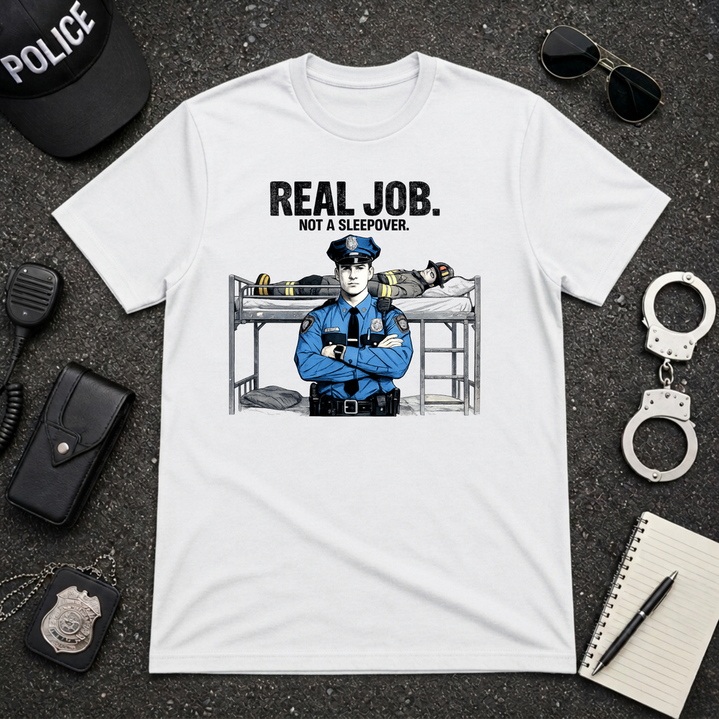 Real Job Not A Sleepover | Funny Police vs Firefighter Shirt