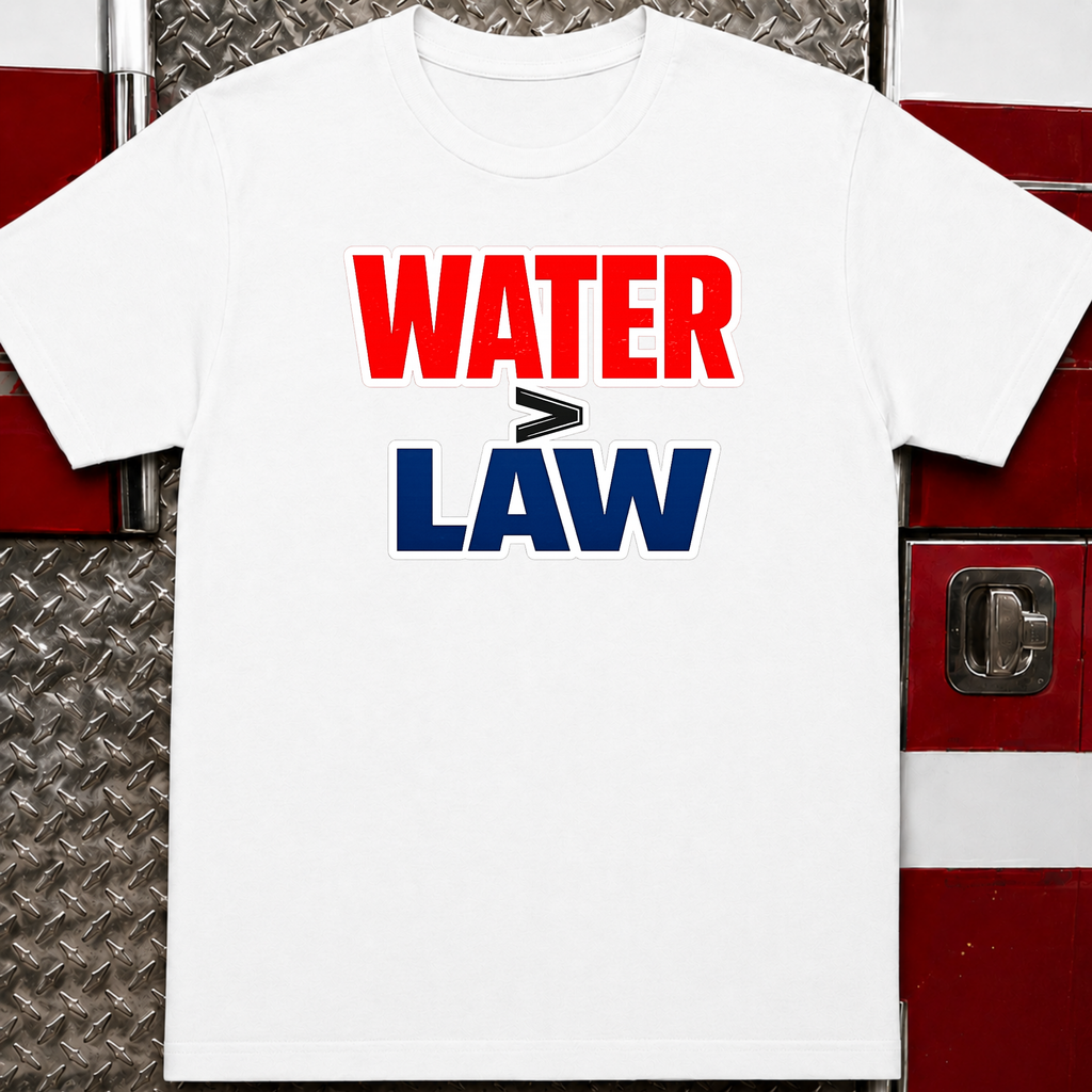 Water Over Law | Funny Firefighter vs Police Shirt