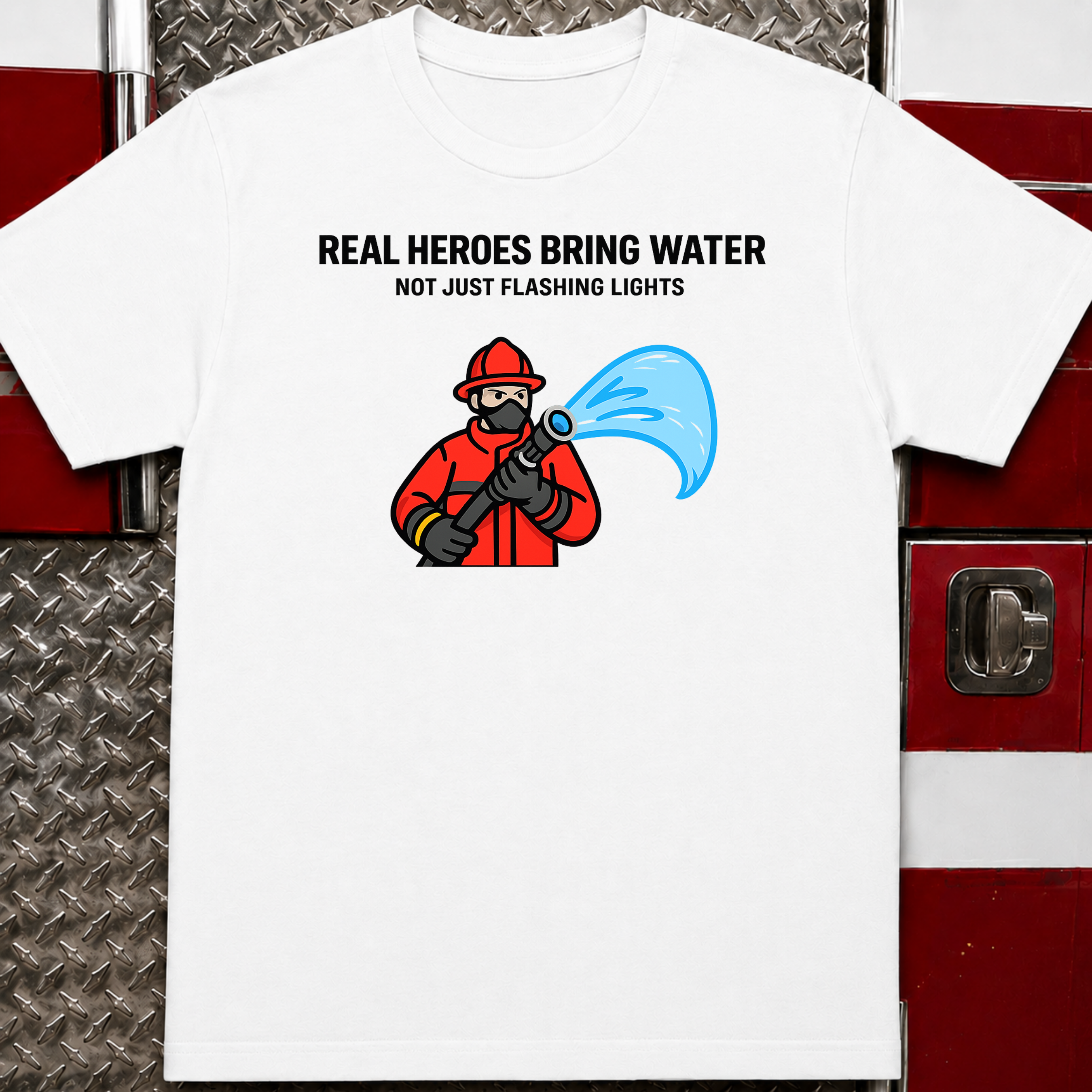 Real Heroes Bring Water Not Just Flashing Lights | Firefighter Humor Shirt