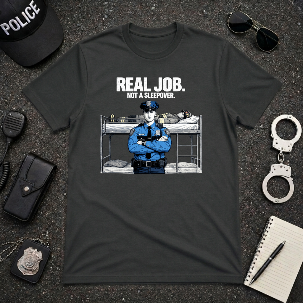 Real Job Not A Sleepover | Funny Police vs Firefighter Shirt