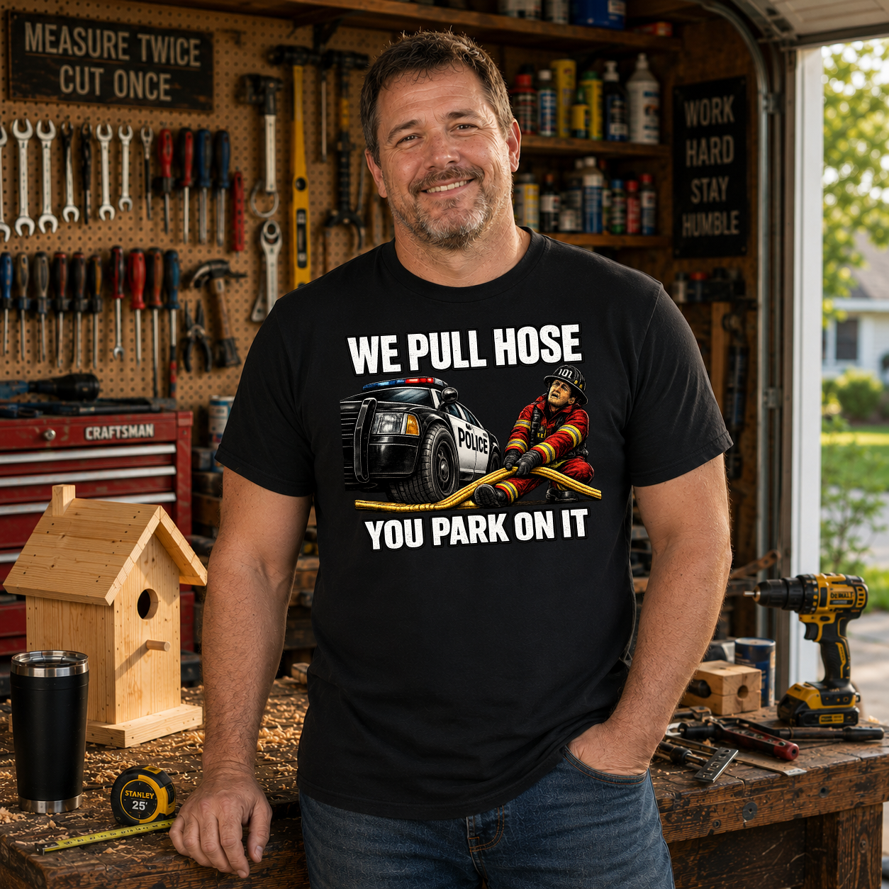 We Pull Hose You Park On It | Funny Firefighter T-Shirt | Firefighter Gift | First Responder Humor Tee