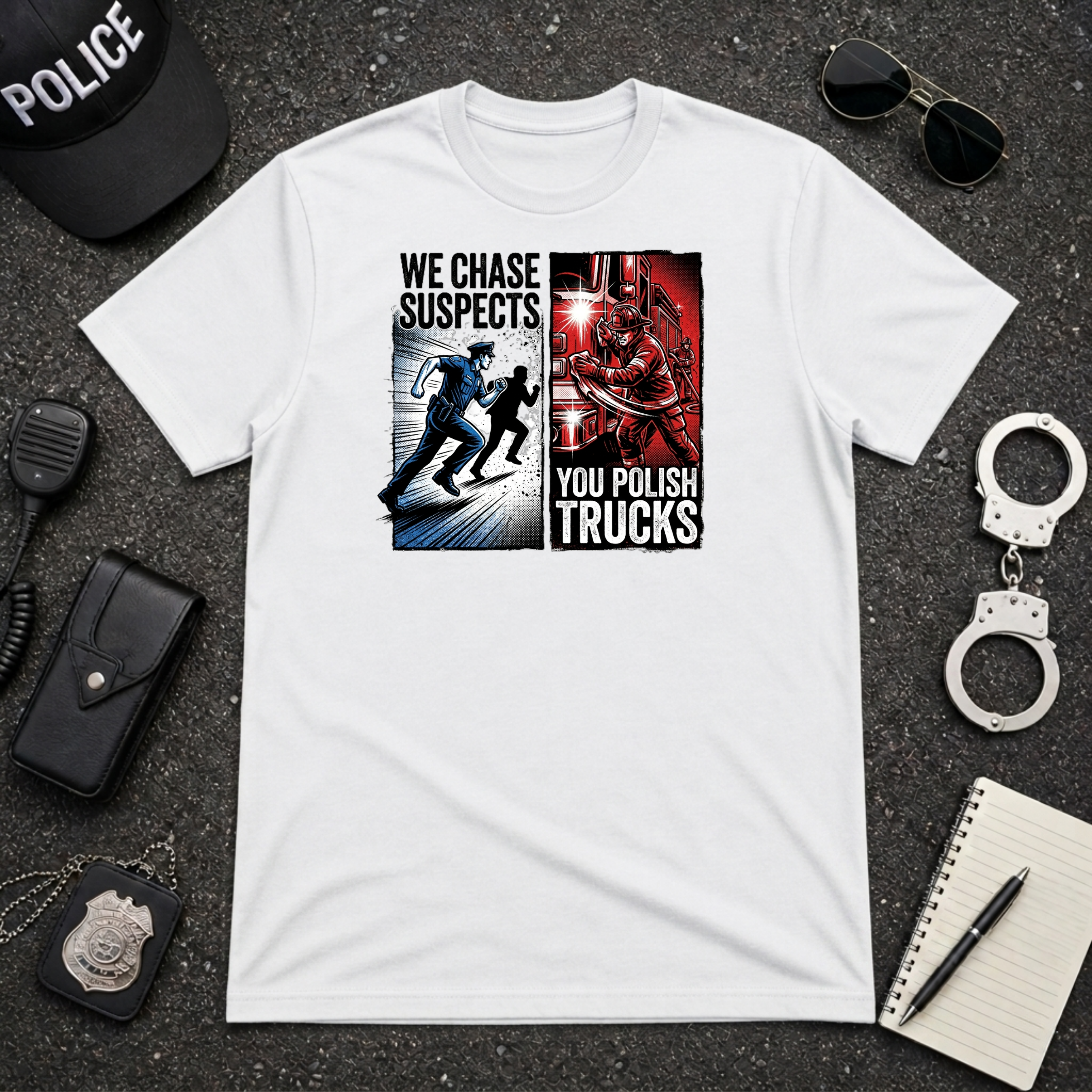 We Chase Suspects You Polish Trucks T-Shirt